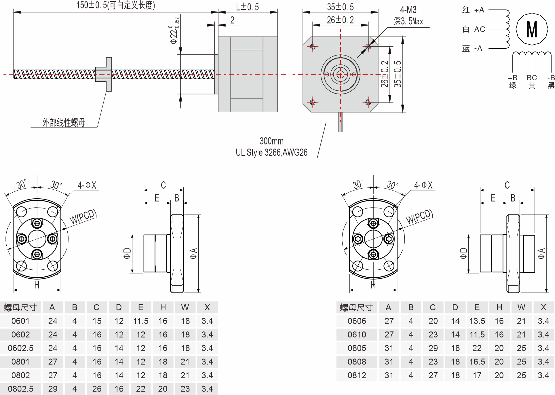 英士達(dá)機(jī)電 35mm滾珠絲桿直線步進(jìn)電機(jī)