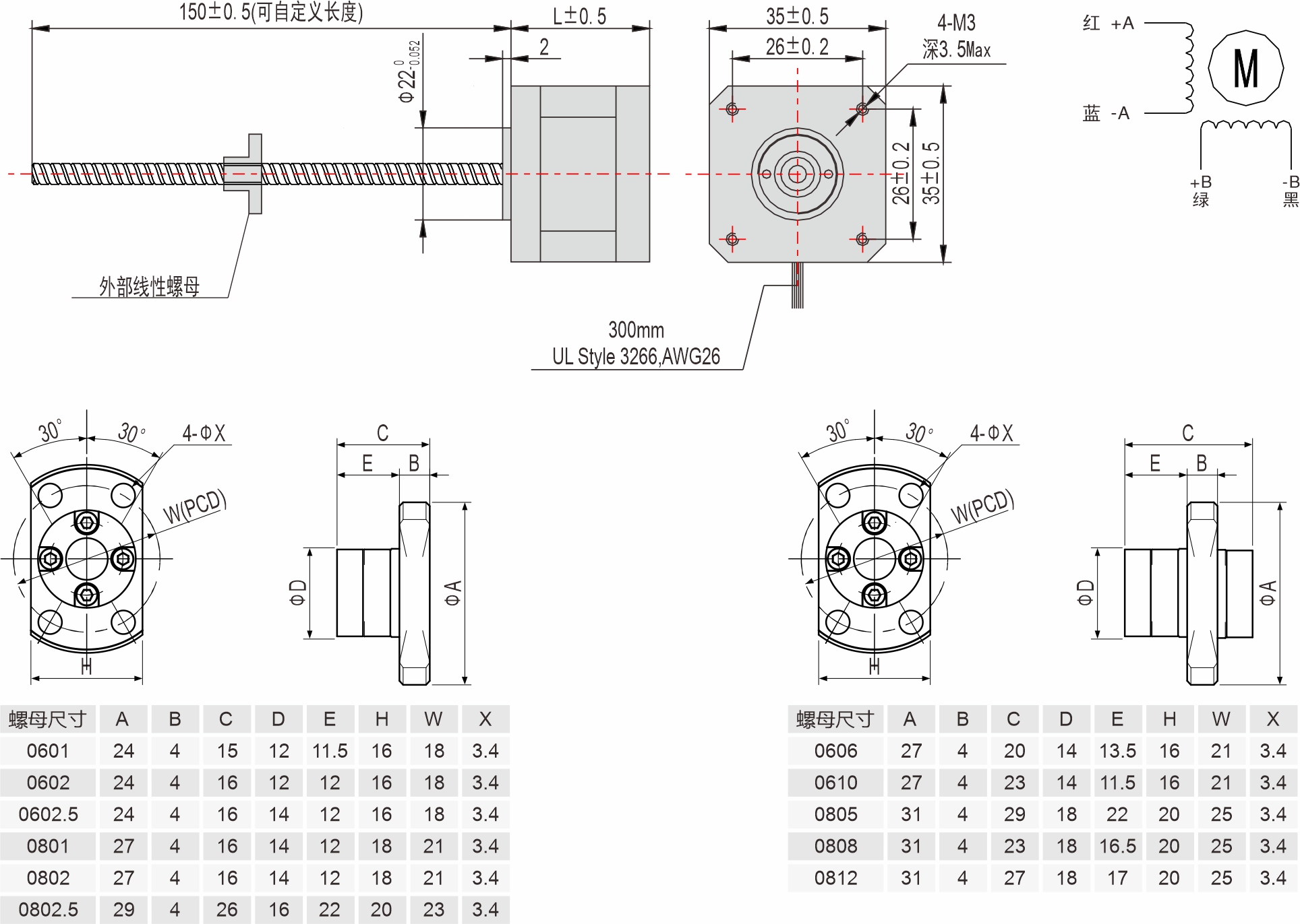 英士達(dá)機(jī)電 35mm滾珠絲桿直線步進(jìn)電機(jī)